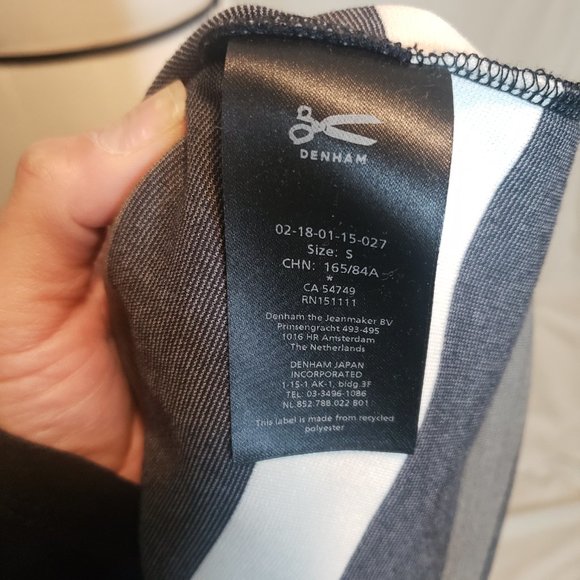 Denham Geometric Striped Dress, Size Small - Picture 9 of 9